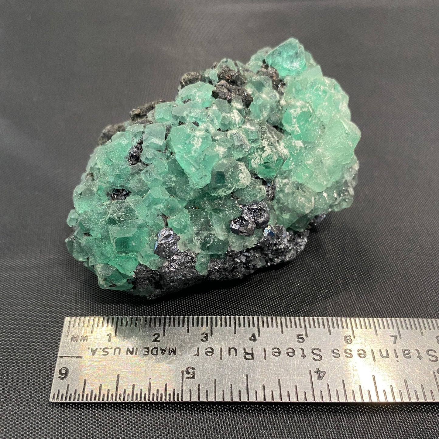 Geocronite-Jordanite and Fluorite, Milpo Mine, Cerro de Pasco, Pasco, Peru