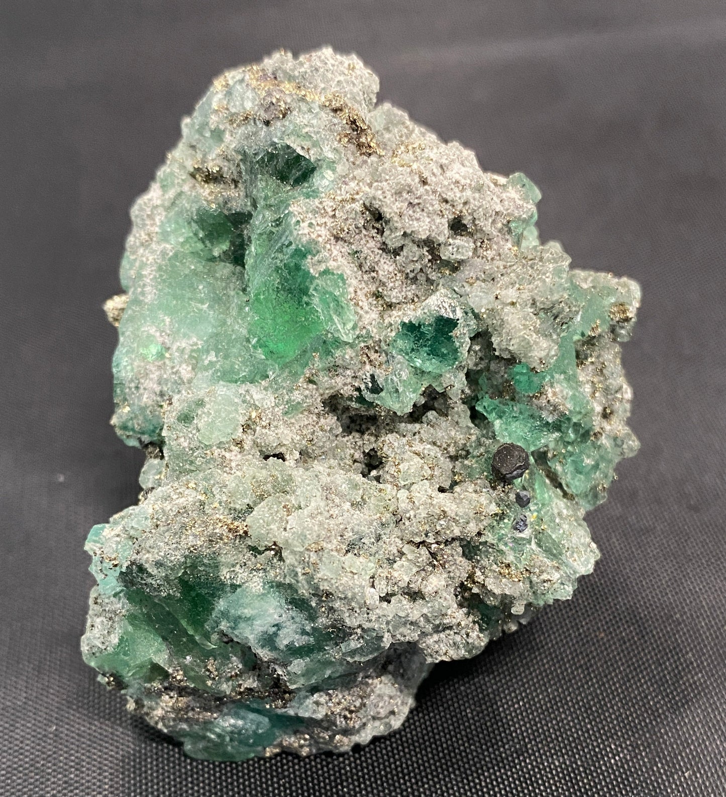 Fluorite, Pyrite & Geocronite-Jordanite, Milpo Mine, Cerro de Pasco, Pasco, Peru