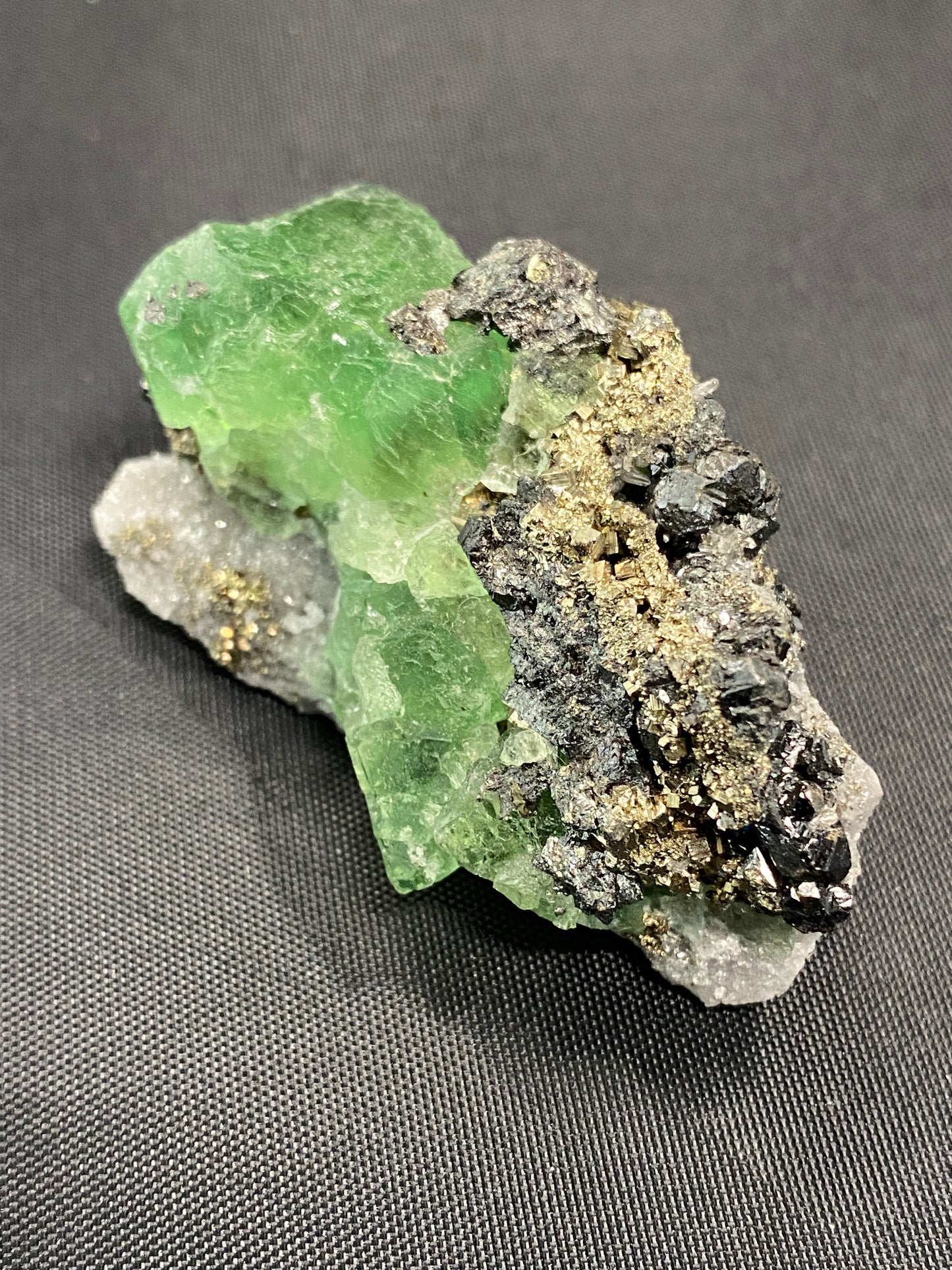 Geocronite-Jordanite, Fluorite & Pyrite, Milpo Mine, Cerro de Pasco, Pasco, Peru