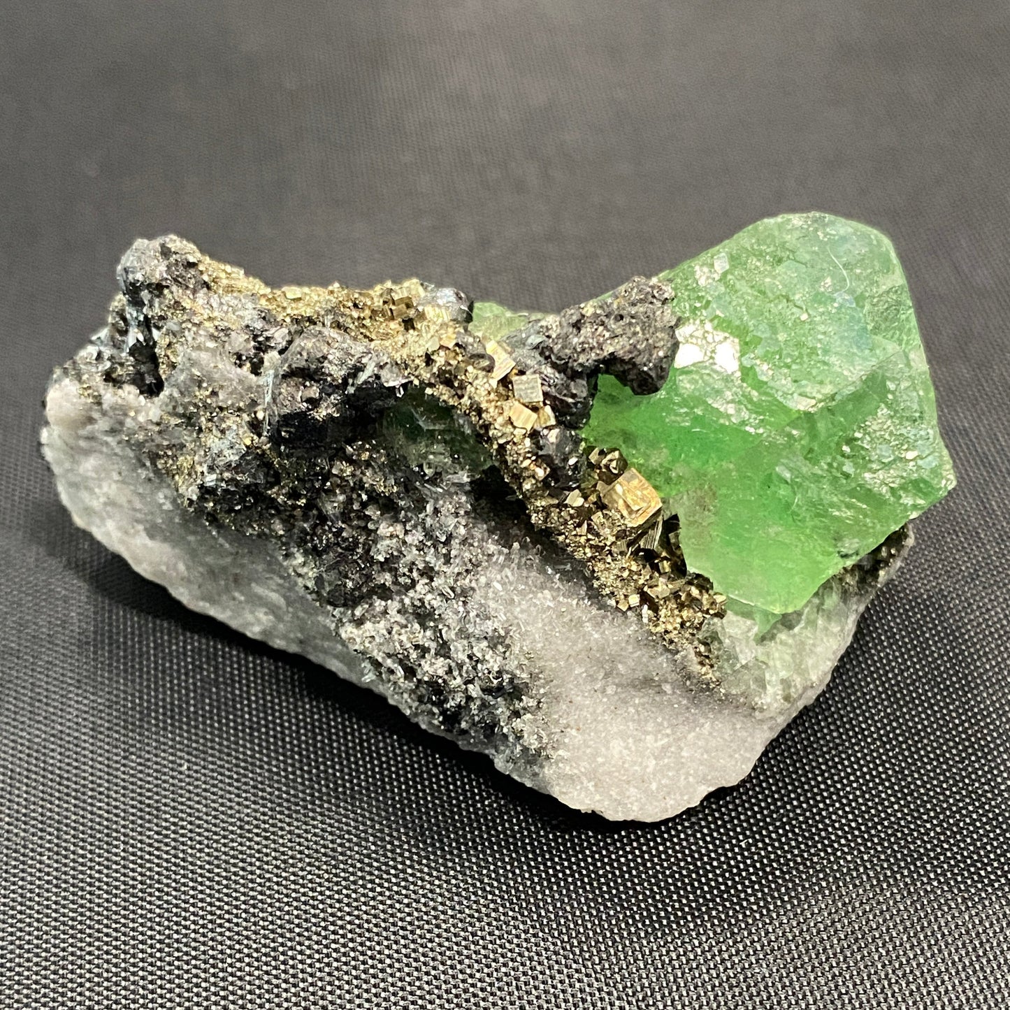 Geocronite-Jordanite, Fluorite & Pyrite, Milpo Mine, Cerro de Pasco, Pasco, Peru