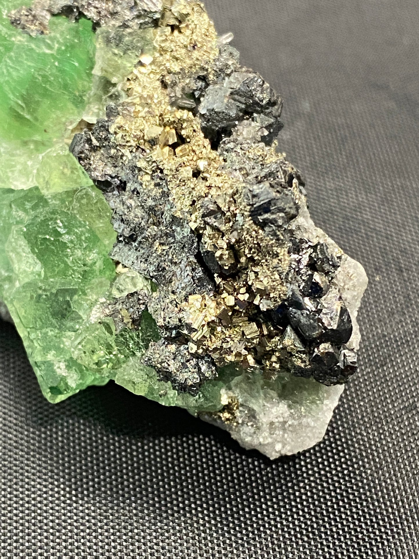 Geocronite-Jordanite, Fluorite & Pyrite, Milpo Mine, Cerro de Pasco, Pasco, Peru