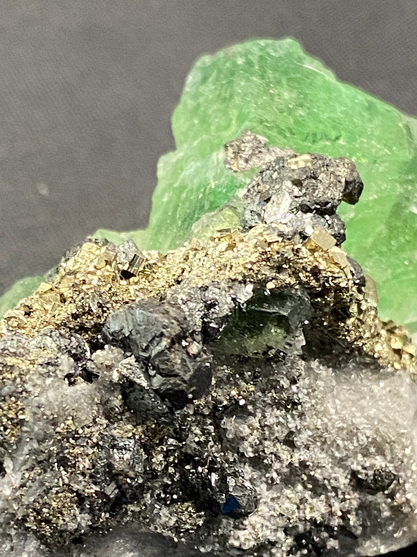 Geocronite-Jordanite, Fluorite & Pyrite, Milpo Mine, Cerro de Pasco, Pasco, Peru