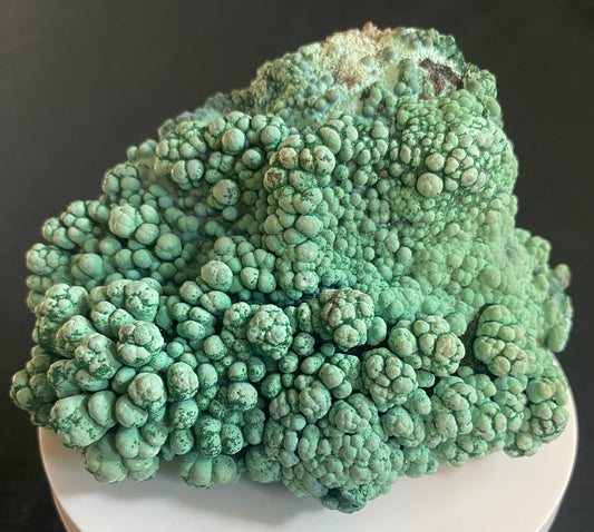 Dioptase on Chrysocolla, Morenci Mine, Greenlee County, Arizona