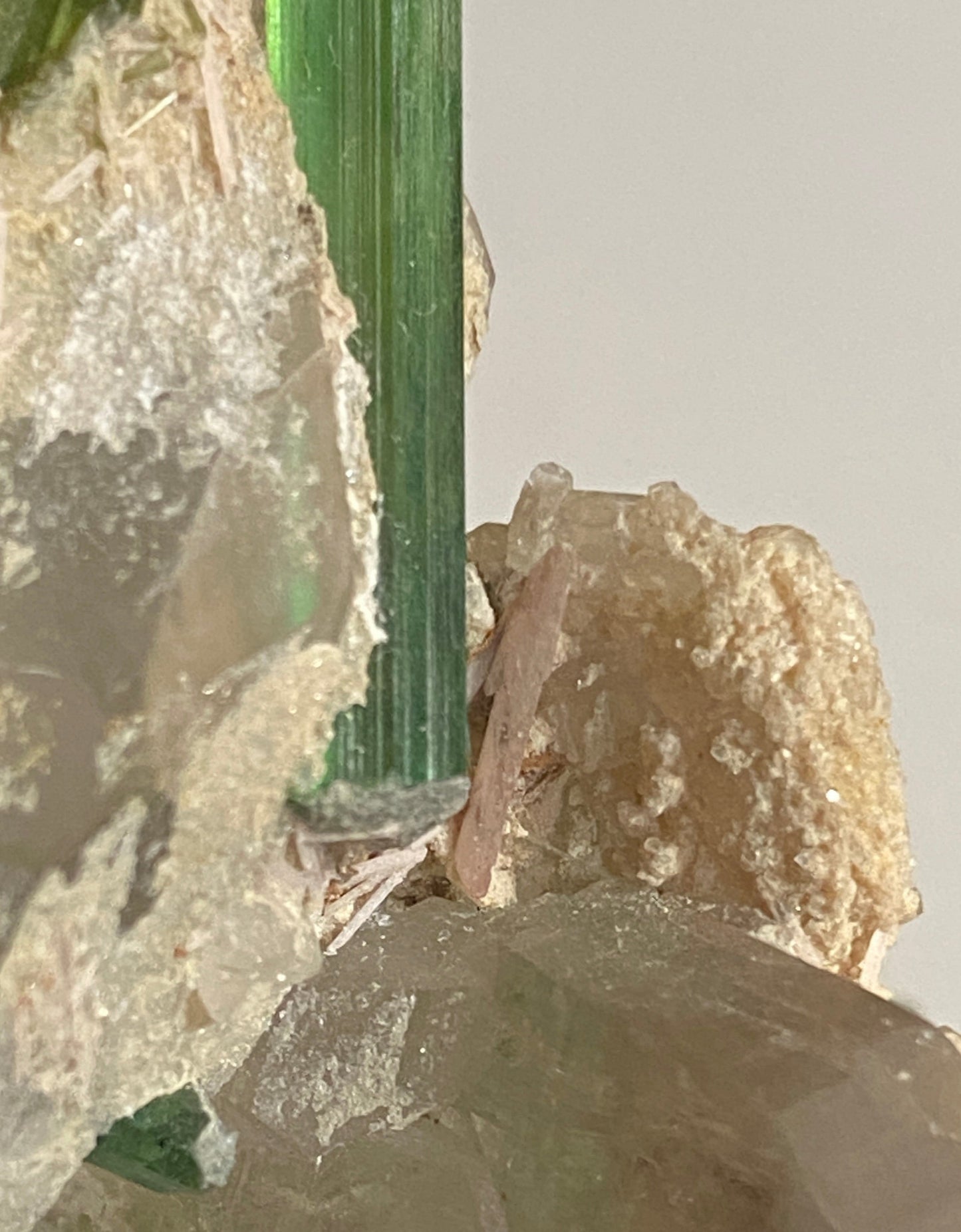 Vayrynenite on Tourmaline, Nuristan, Afghanistan