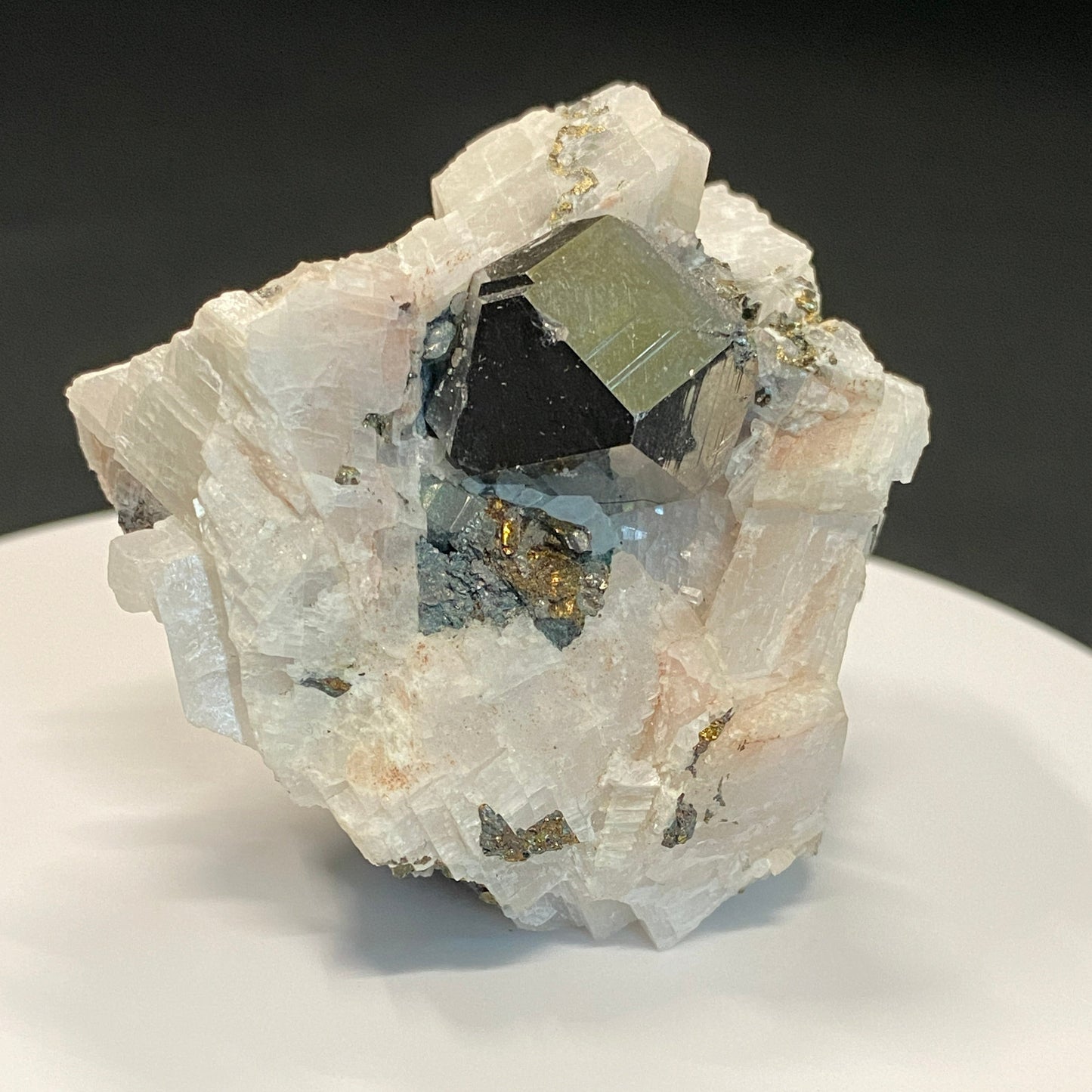 Carrollite in Calcite, Kamoya Mine, Katanga, Democratic Republic of Congo