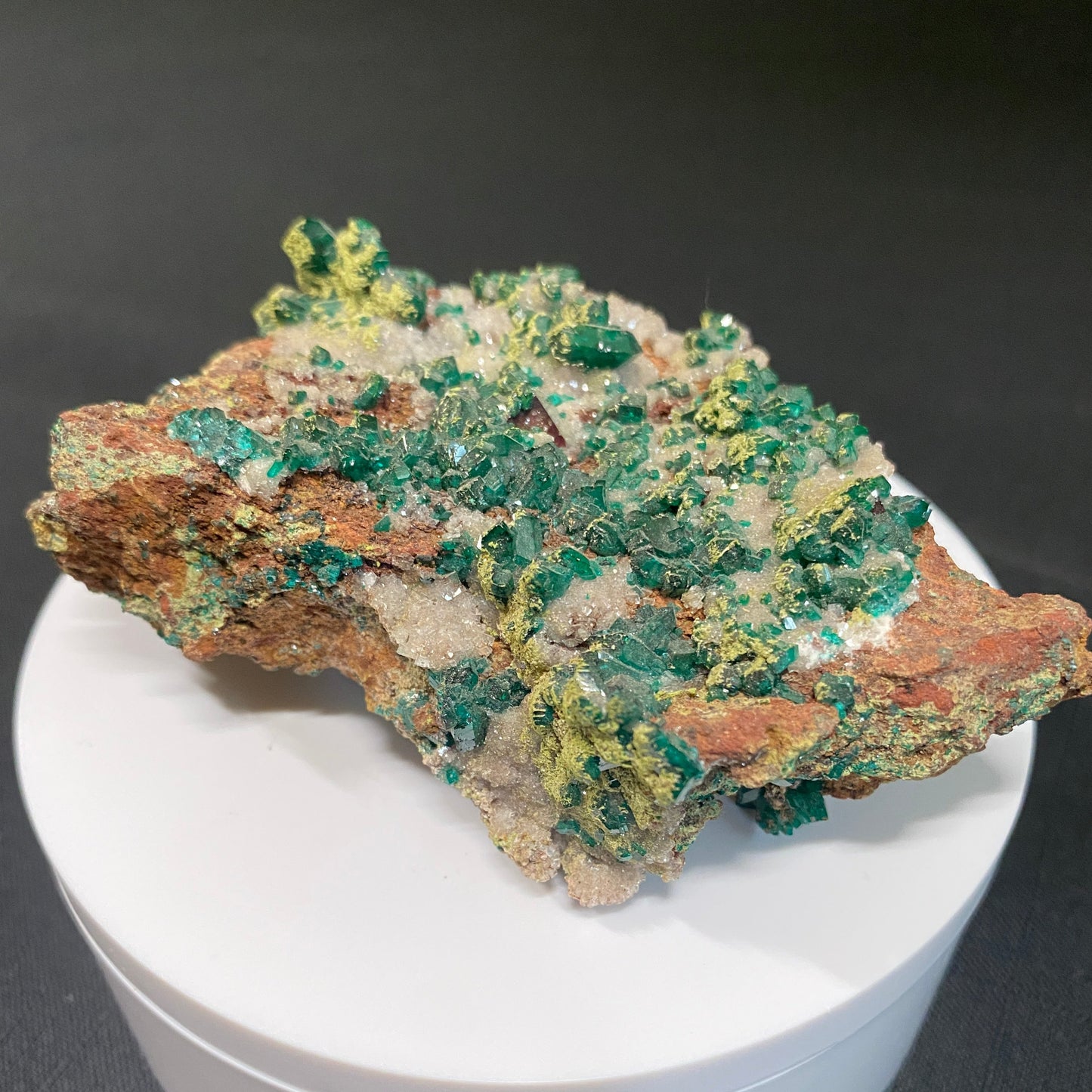 Dioptase, Duftite & Calcite, Tsumeb, Namibia