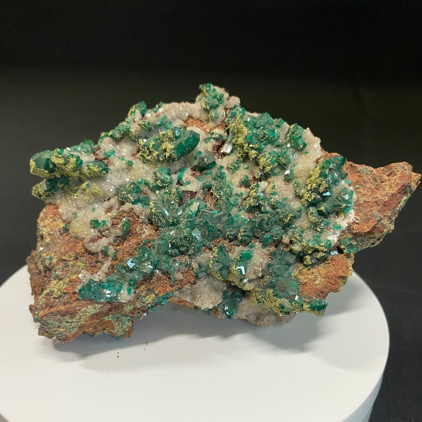 Dioptase, Duftite & Calcite, Tsumeb, Namibia