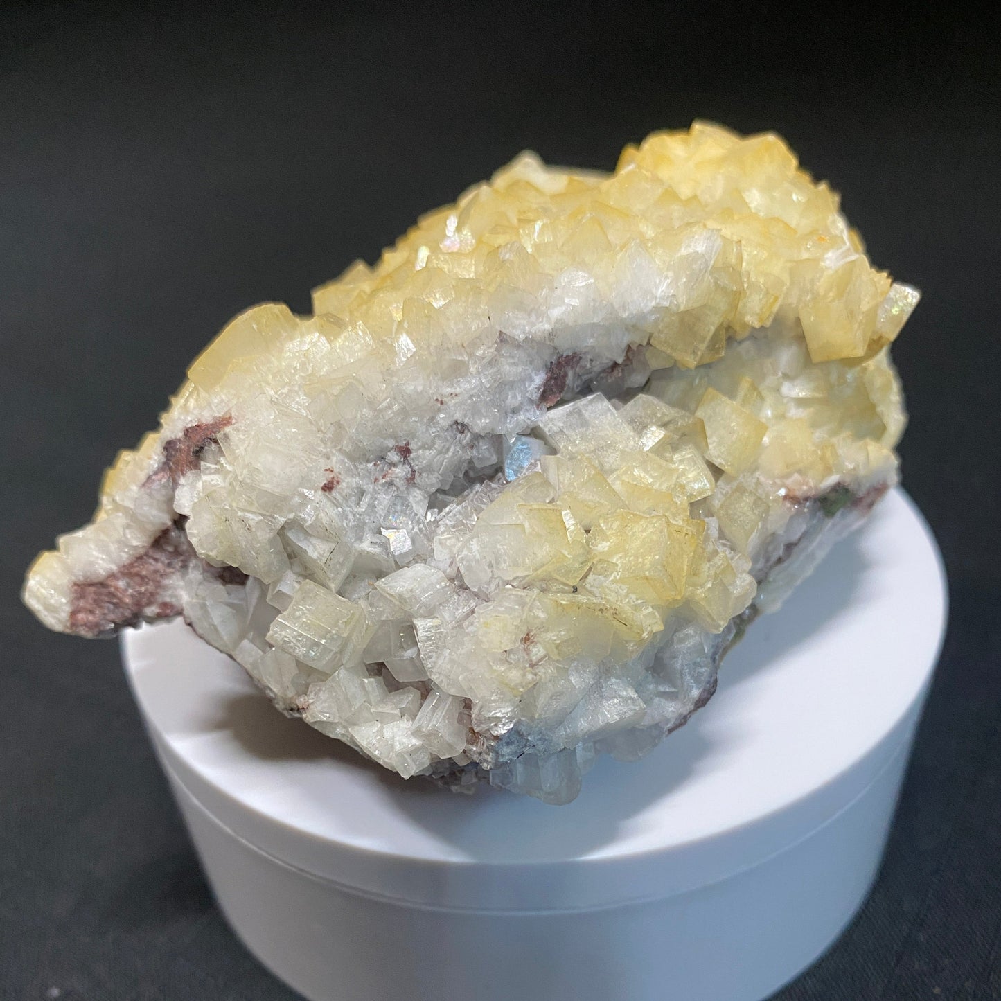 Calcite on Cuprite, Tsumeb, Namibia