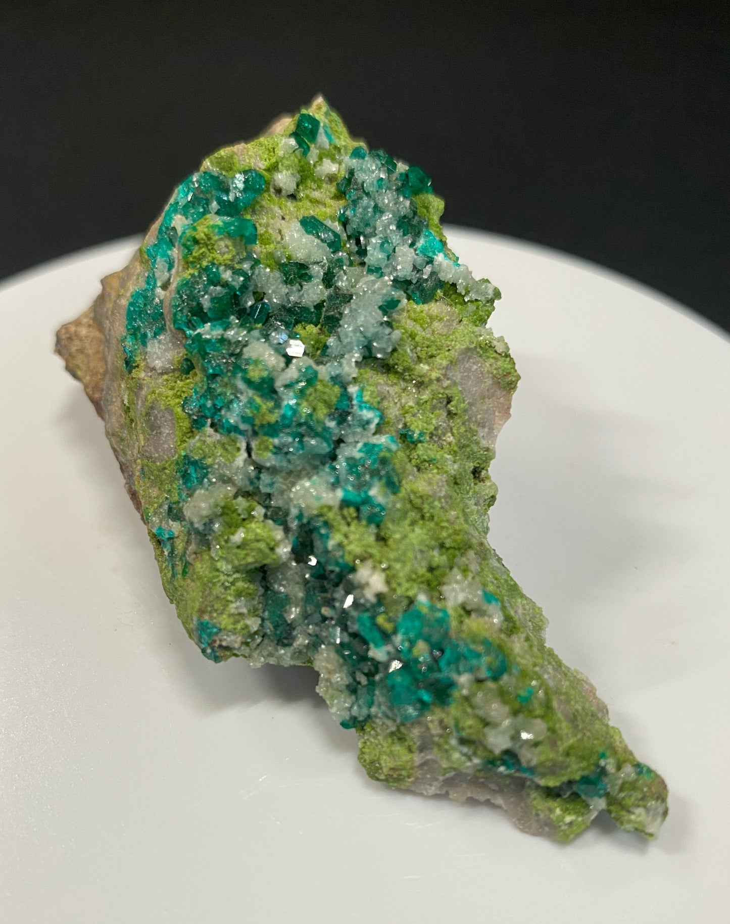 Dioptase, Duftite & Calcite, Tsumeb, Namibia (Ex Prosper J. Williams)