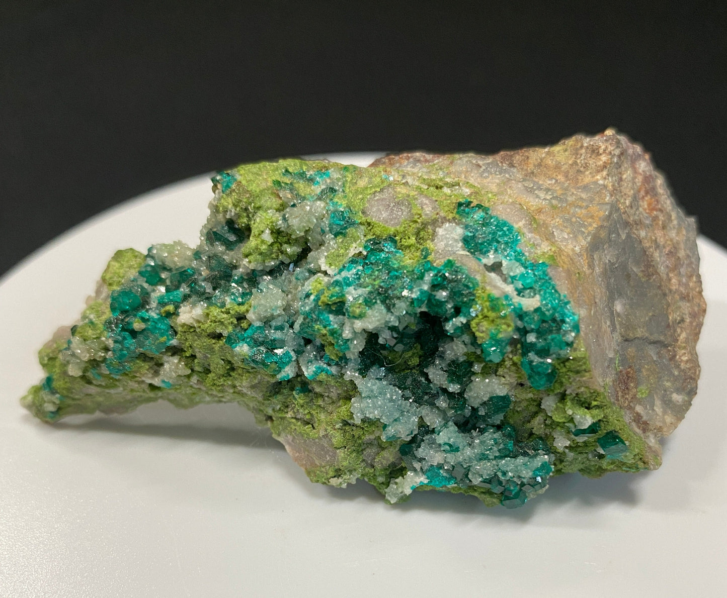 Dioptase, Duftite & Calcite, Tsumeb, Namibia (Ex Prosper J. Williams)