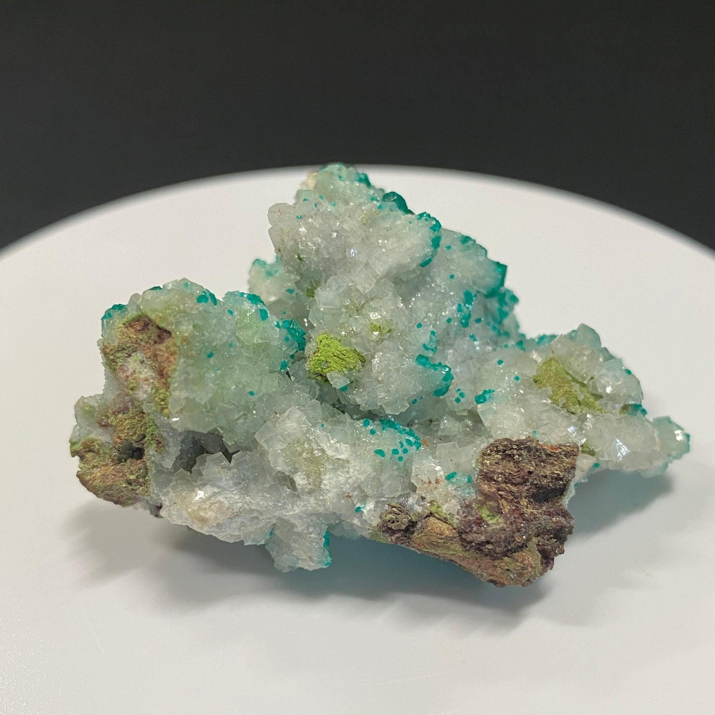 Dioptase, Duftite & Calcite, Tsumeb, Namibia (Ex Prosper J. Williams)