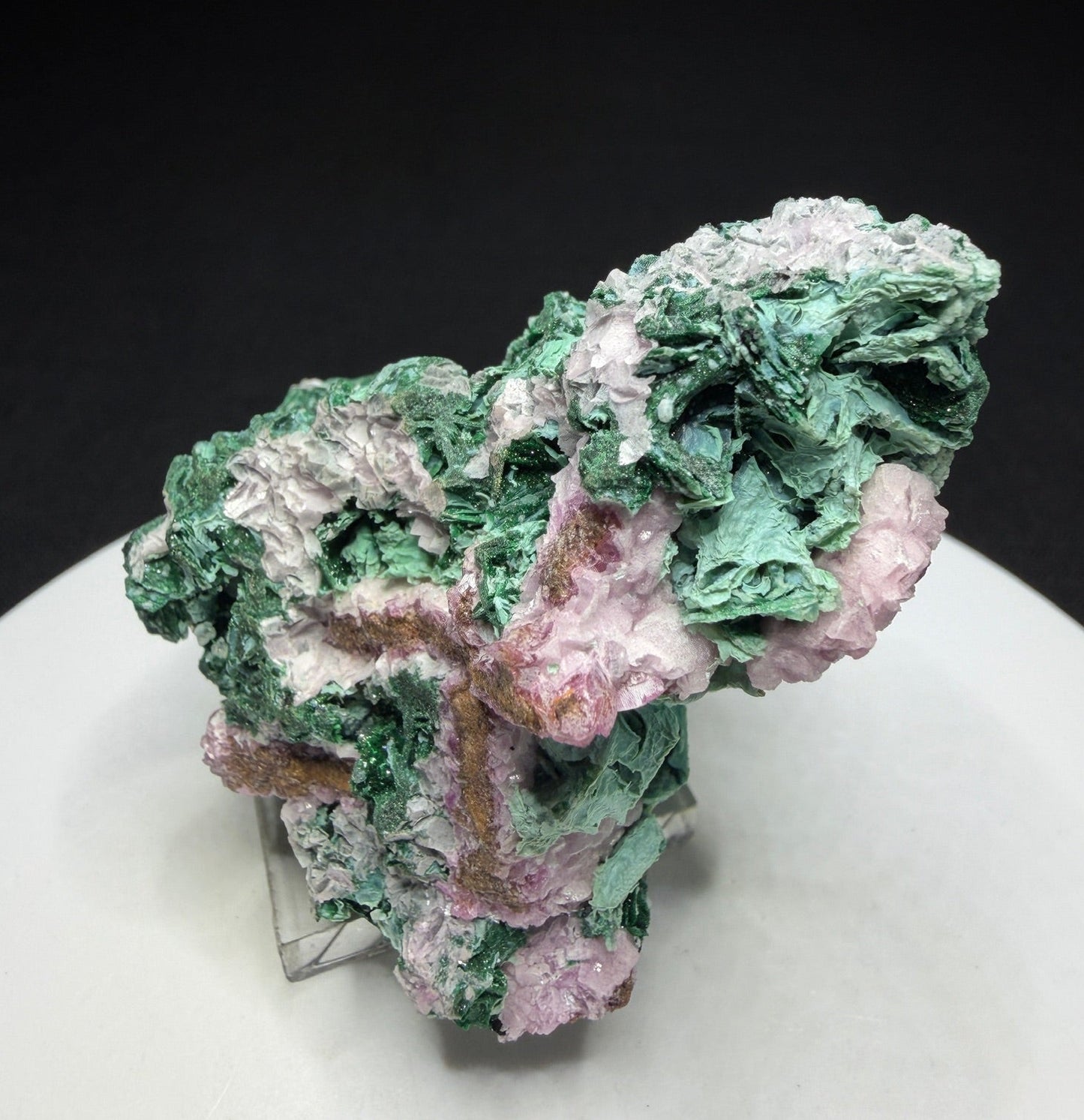Green plancheite with libethenite and quartz from Kakanda, Democratic Republic of the Congo