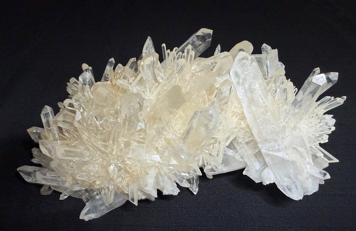 Large quartz crystal cluster with numerous clear terminated crystals from Jackpot Mine, Norman, Arkansas, USA