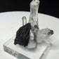 Clear quartz crystals with dark platy hematite from Jinlong Hill, Heyuan, Guangdong, China