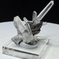 Elongated clear quartz crystals on dark platy hematite from Jinlong Hill, Heyuan, Guangdong, China