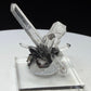 Elongated clear quartz crystals on dark platy hematite from Jinlong Hill, Heyuan, Guangdong, China