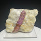 Pinkish red ruby crystal in white marble from Dattaw Mine, Mogok, Myanmar