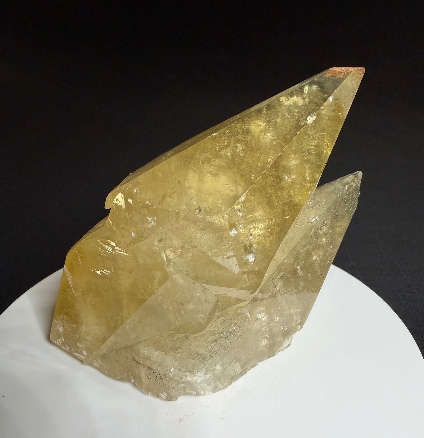 Large pale golden scalenohedral calcite crystals with pyrite from Anhui Province, China