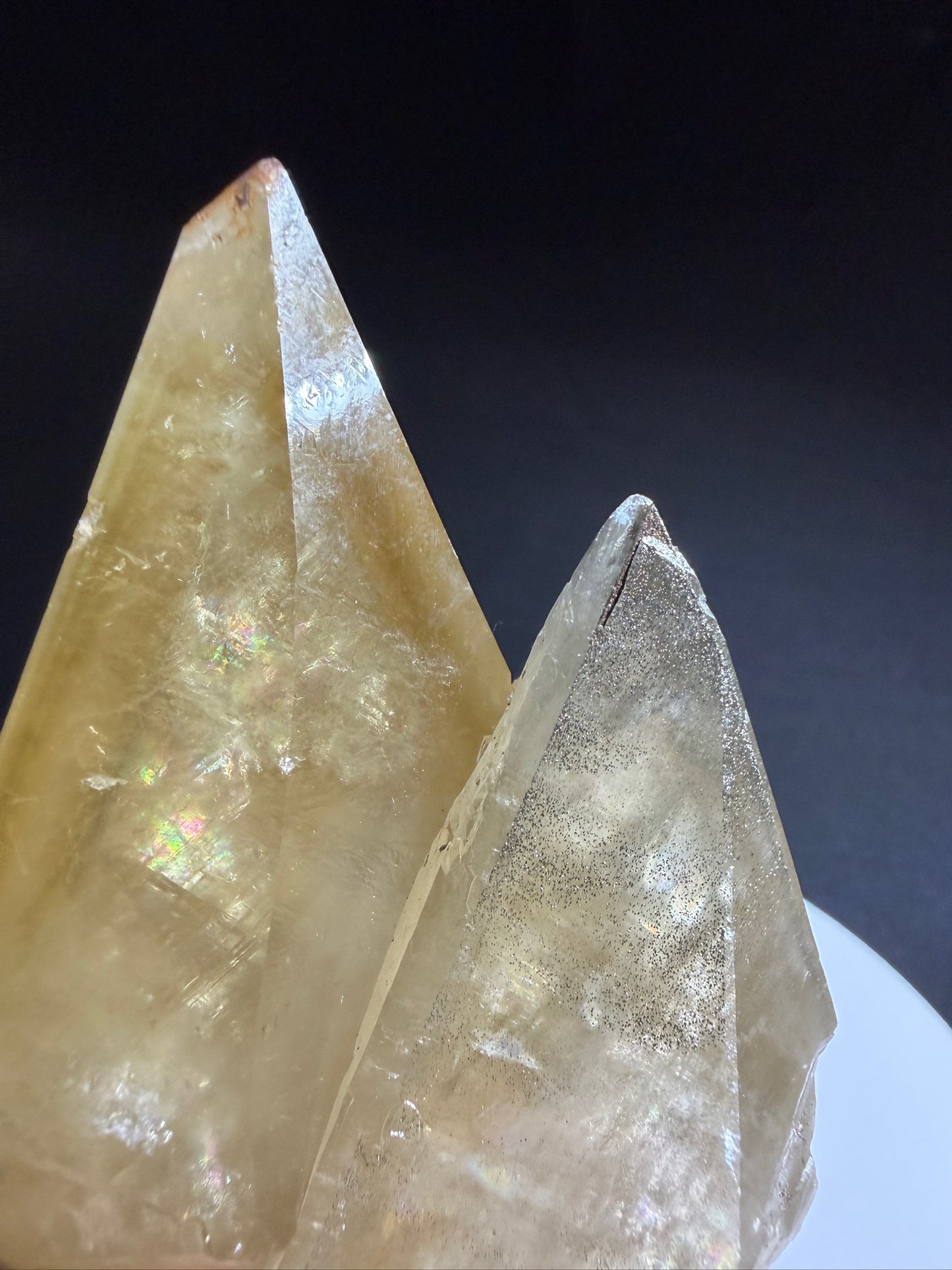 Large pale golden scalenohedral calcite crystals with pyrite from Anhui Province, China