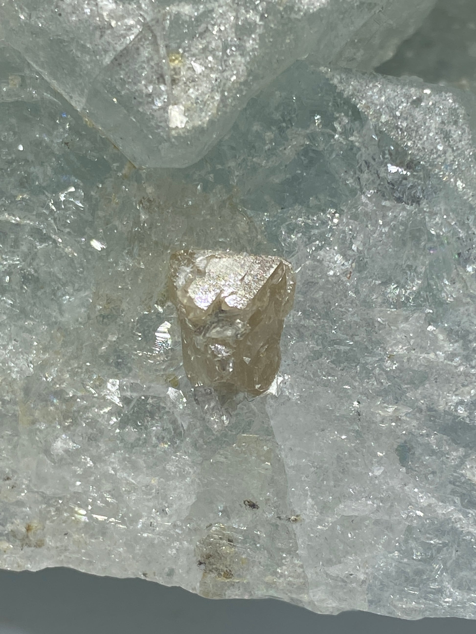 Scheelite on Aquamarine, Mt Xuebaoping, Mianyang, Pingwu, Sichuan, China