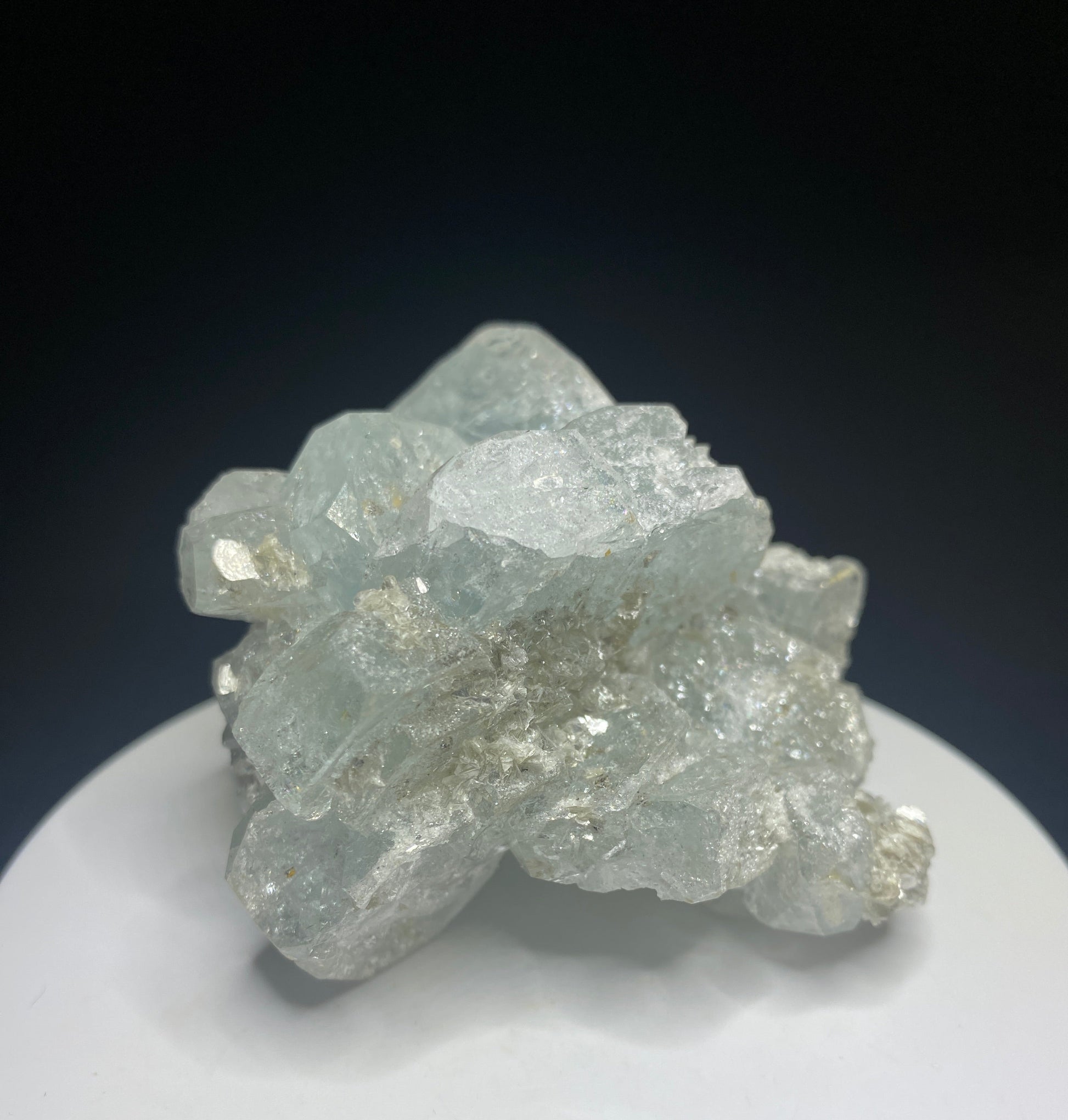 Scheelite on Aquamarine, Mt Xuebaoping, Mianyang, Pingwu, Sichuan, China