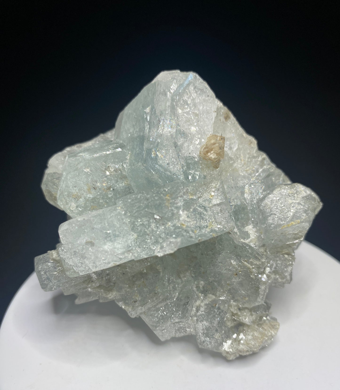 Scheelite on Aquamarine, Mt Xuebaoping, Mianyang, Pingwu, Sichuan, China