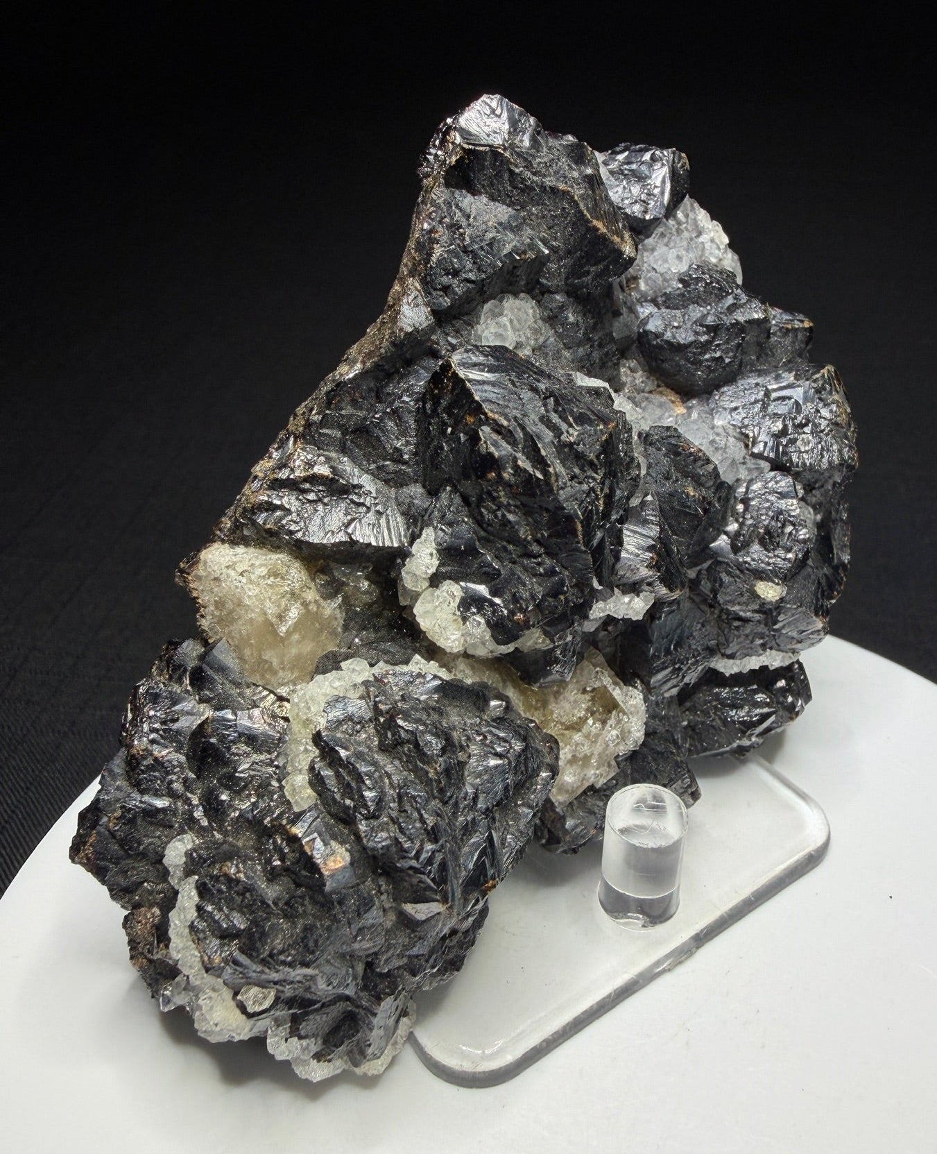 Dark lustrous sphalerite crystals with fluorite and quartz from Rodderup Mine, Cumberland, England