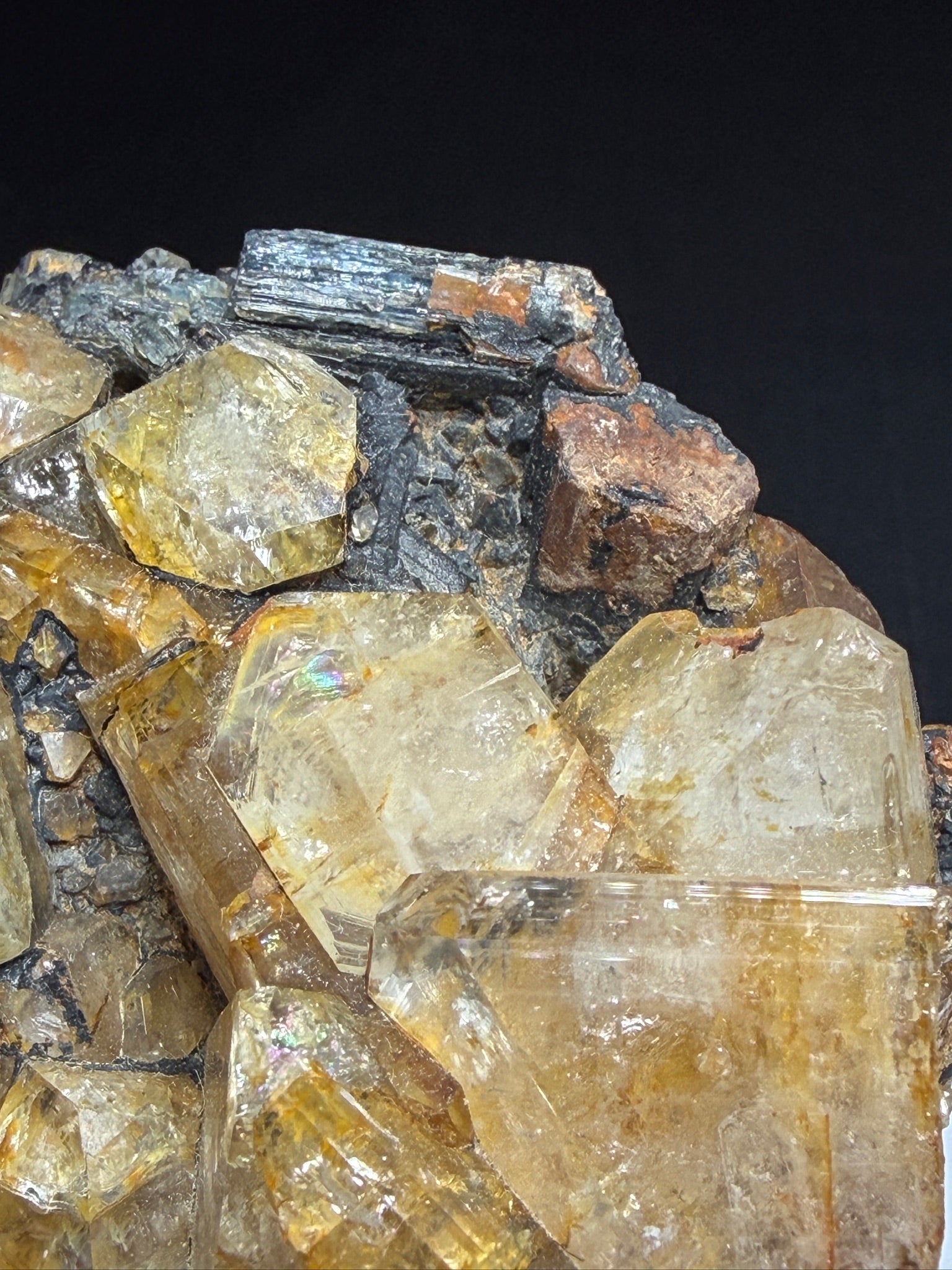 Golden topaz crystals with aquamarine on matrix from the Adun-Cholon Range near Nerchinsk, Zabaykalsky Krai, Russia