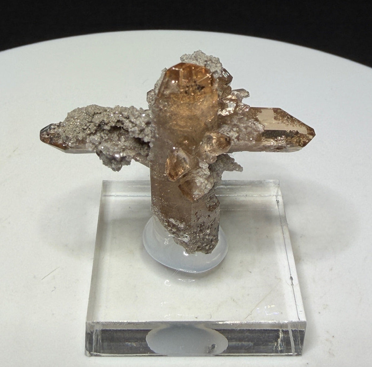 Sherry-colored topaz crystal cluster from Topaz Mountain, Thomas Range, Juab County, Utah, USA