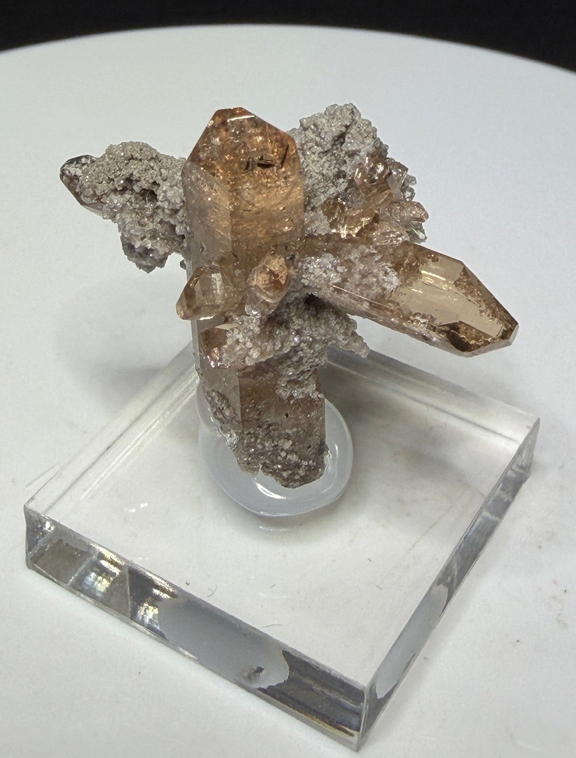Sherry-colored topaz crystal cluster from Topaz Mountain, Thomas Range, Juab County, Utah, USA