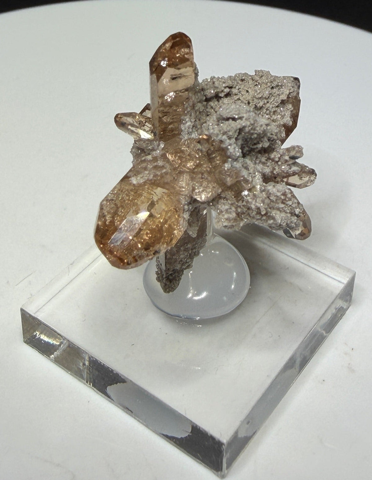 Sherry-colored topaz crystal cluster from Topaz Mountain, Thomas Range, Juab County, Utah, USA