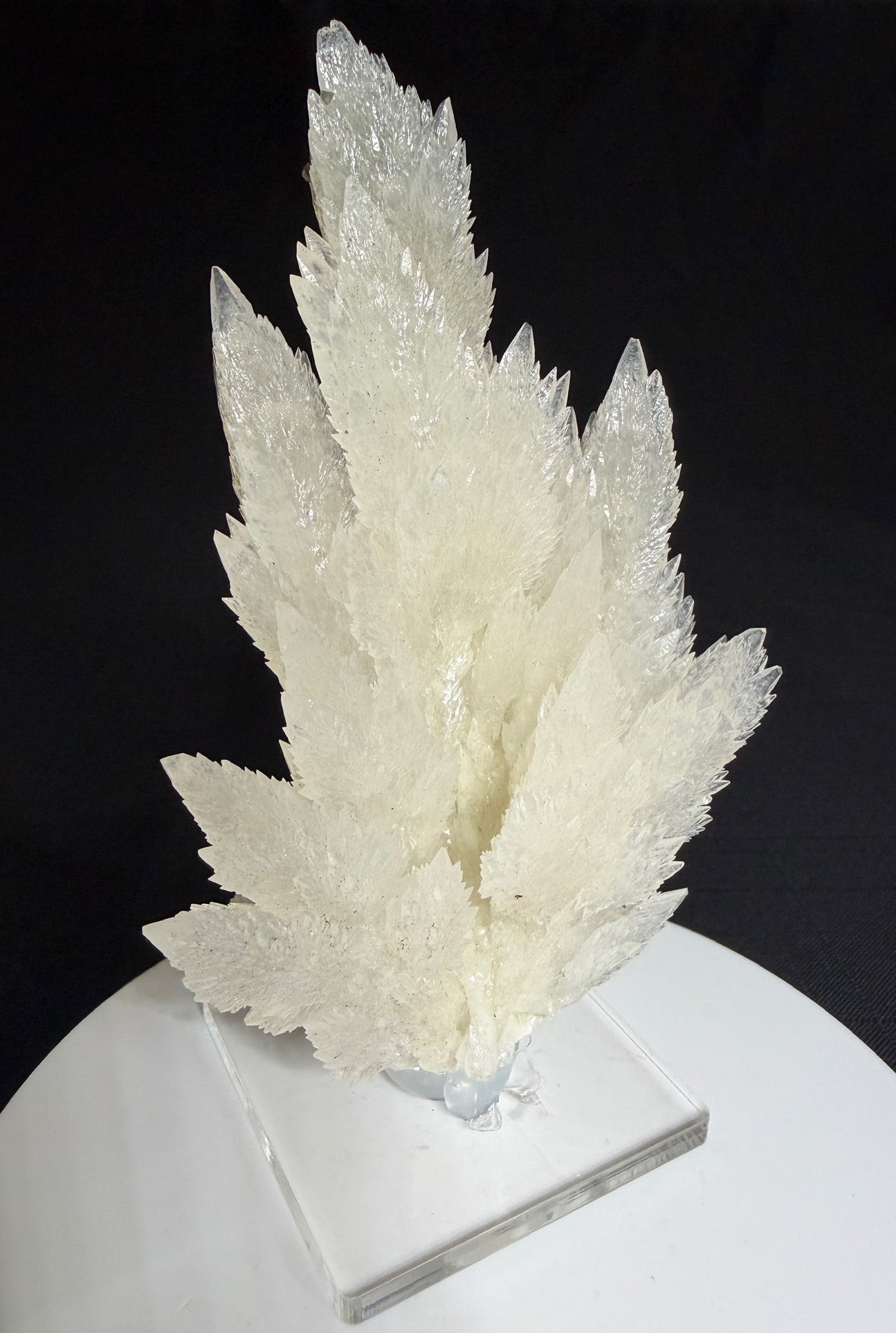 Tall white bladed calcite crystal cluster from Anhui Province, China