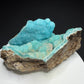 Turquoise-blue botryoidal hemimorphite on brown matrix from the Wenshan Mine in Yunnan, China