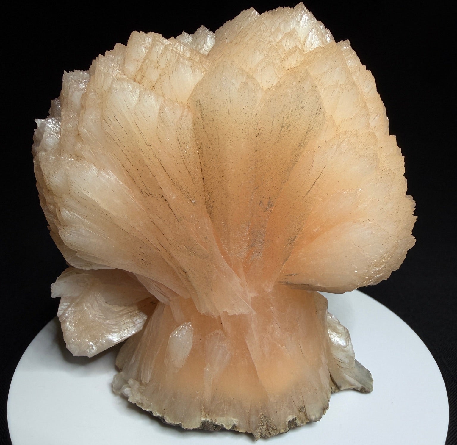 Peach-pink stilbite-Ca crystal cluster from Jalgaon, India