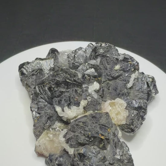 Dark lustrous sphalerite crystals with fluorite and quartz from Rodderup Mine, Cumberland, England