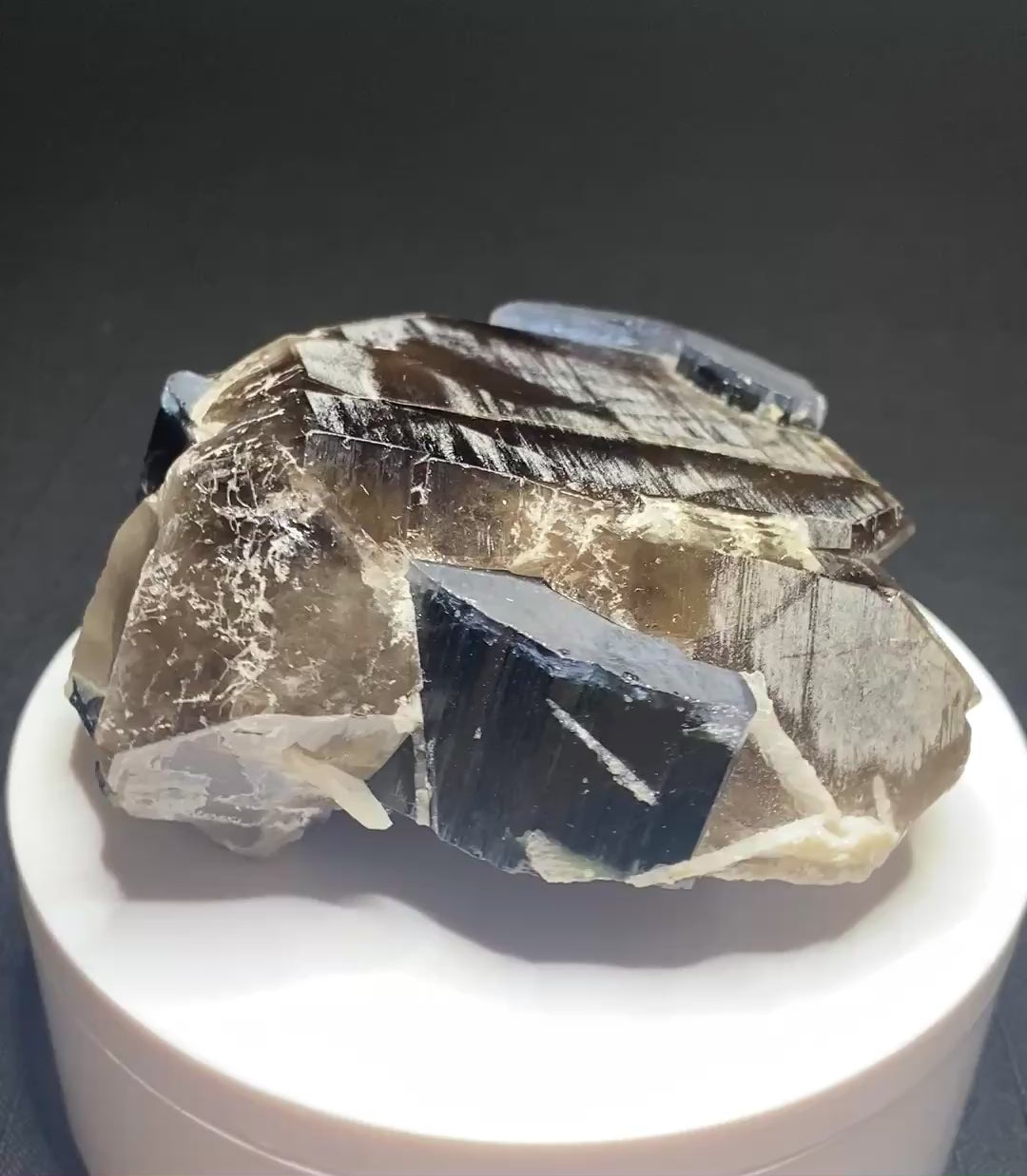 Indicolite Tourmaline on Smoky Quartz, Paprok, Afghanistan