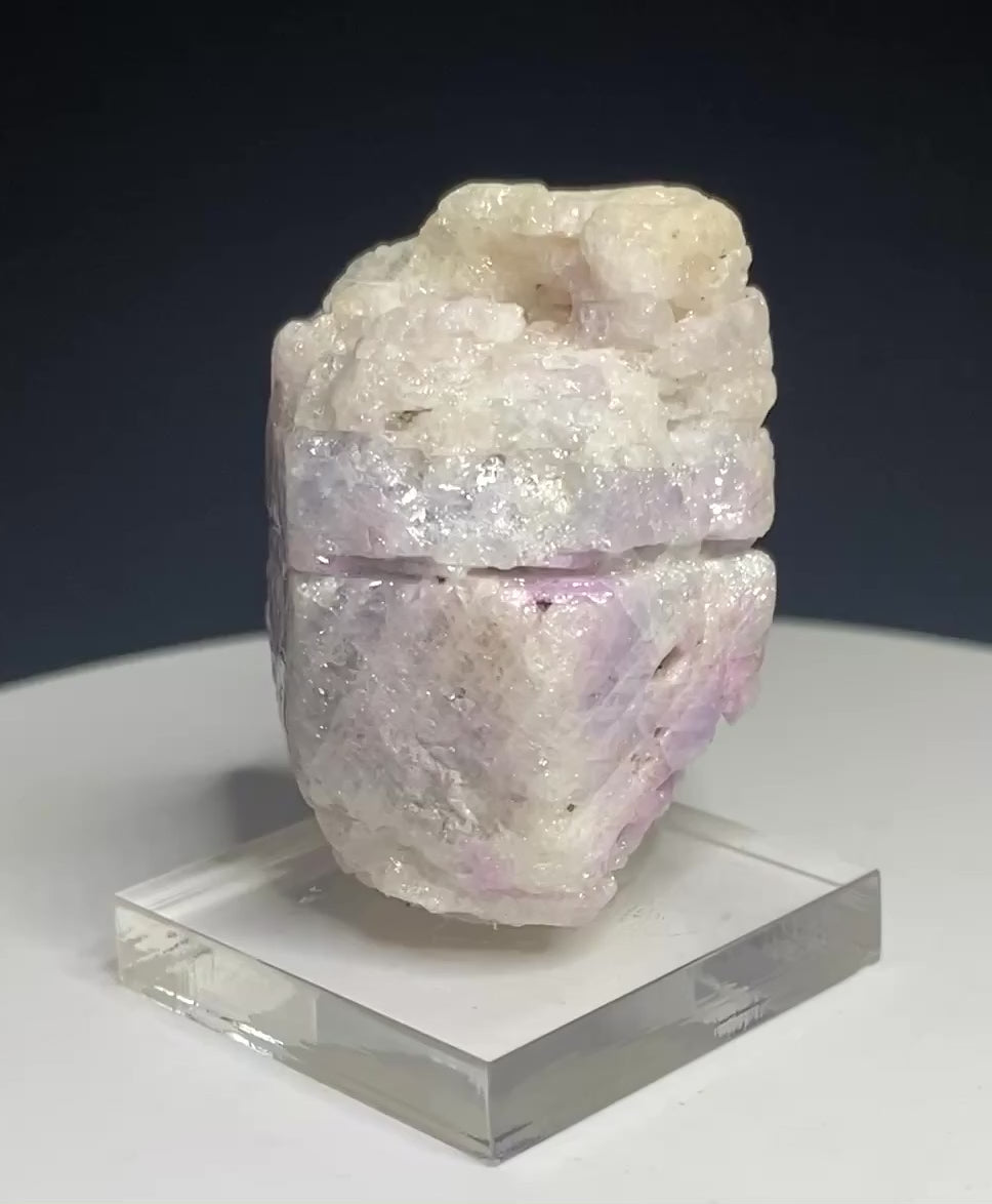 Pale lavender and pink corundum sapphire crystal from Mogok, Myanmar