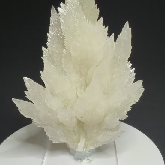 Tall white bladed calcite crystal cluster from Anhui Province, China