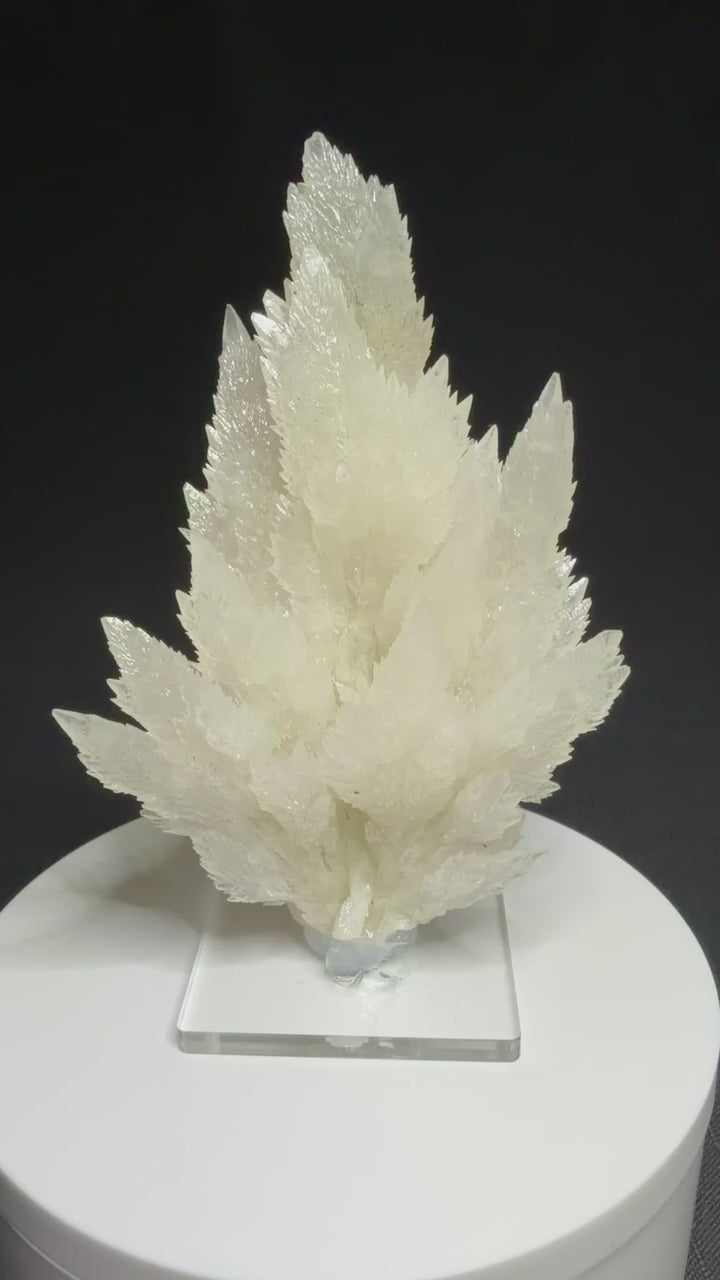 Tall white bladed calcite crystal cluster from Anhui Province, China