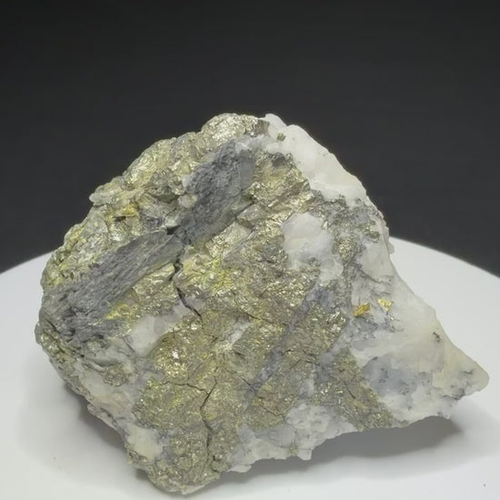 Metallic cosalite and native gold in white quartz from the Cariboo Gold Quartz Mine near Wells, British Columbia