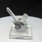 Elongated clear quartz crystals on dark platy hematite from Jinlong Hill, Heyuan, Guangdong, China
