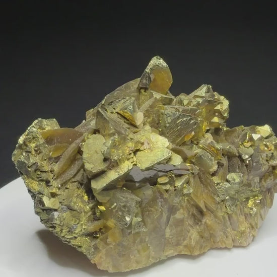 Brassy golden chalcopyrite crystals with siderite from Kaiwu Mine, Hezhang County, Guizhou, China