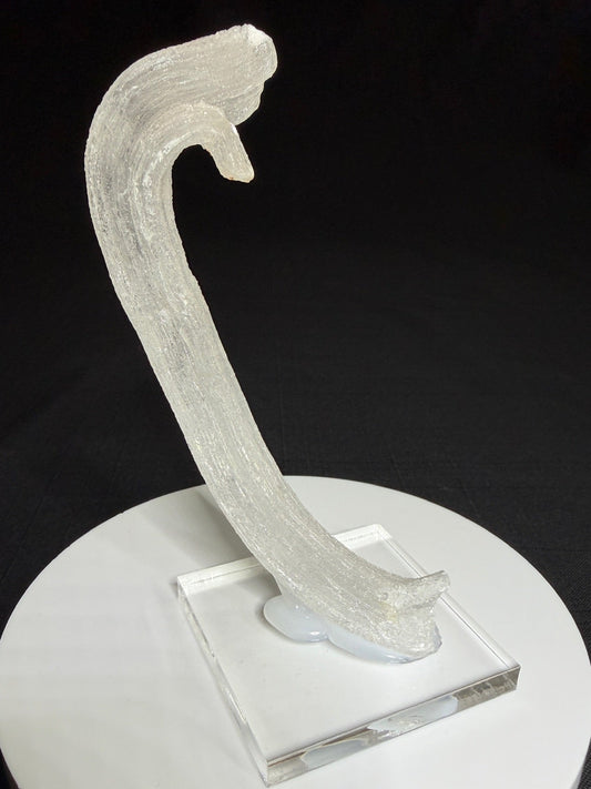 Curved white Ram’s Horn selenite from the Mariposa Mine in Texas