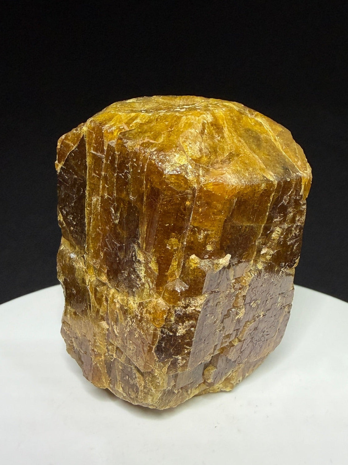 Golden-brown vesuvianite crystal from Sierra de Cruces, Mexico